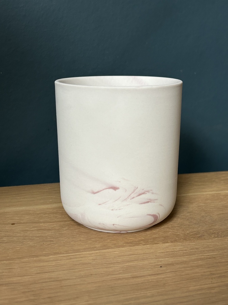 GGC Bougie naturelle en céramique marbrée rose 340ml, 7 /9,7 cm