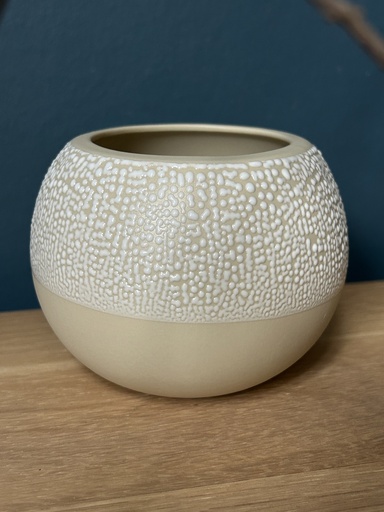 GGC Bougie naturelle en céramique  "boule champagne perlée blanc 380ml", 10/9cm