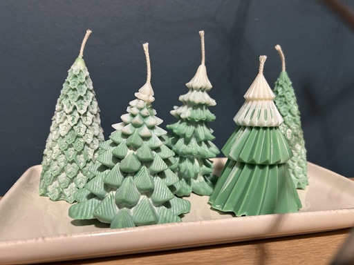 GGC Bougie naturelle moulée, cire végétale labellisée ecocert, mèche en coton, parfumée (parfum naturel de Grasse)  "Sapin de Noël"